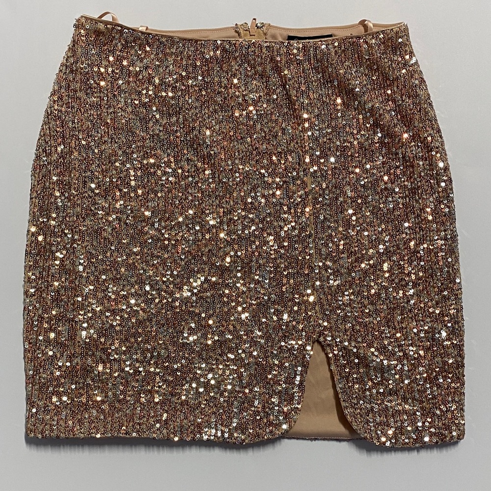 City Studio Sequin Embellished Gold Skirt Size 7